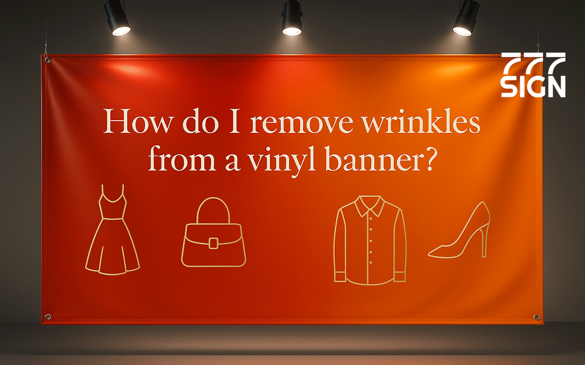 How do I remove wrinkles from a vinyl banner?