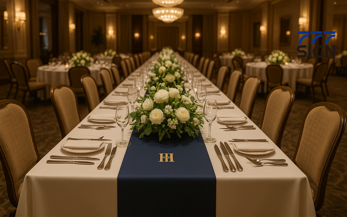 Custom Table Runners & Logo Runners Guide: Materials, Printing & Sizes | 777Sign